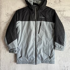 Columbia Kids Grey Black Colorblock Outgrown Insulated Winter Hooded Jacket M