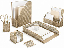 Gold Desk Organizer Set - Stylish Accessories for Home Office