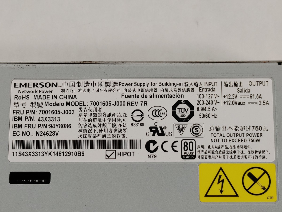 Emerson 7001605-j000 Rev AB 750w Power Supply | 80 Plus Emerson 7001605-j000 Rev AB 750w Power Supply | 80 Plus