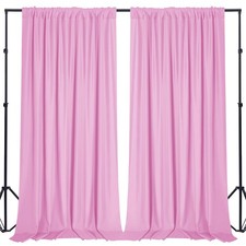 2 Panels 10x10FT Pink Backdrop Curtains, Polyester, Rod Pockets, Photo Drapes