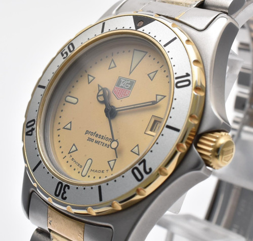 Vintage [Exc+5] TAG Heuer Professional 200M 974.013R Gold Dial Men Quartz Watch