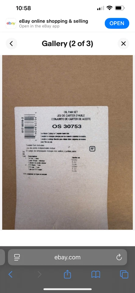 Juego de juntas de cárter de aceite Fel-Pro OS 30753 para modelos seleccionados de Hyundai Kia 99-10 Foto 2 de 2