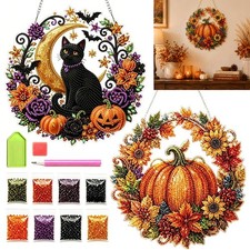 Halloween 3D Diamond Art DIY Kit Thanksgiving Pumpkins Painting Hanging Ornament
