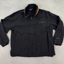 Woolrich Mens Large Gray Aztec Wool 1/4 Zip Pullover Sweater Jacket Made in USA