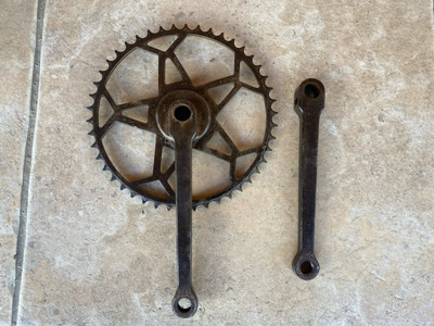 Tretlager Stahl Fahrrad alt 46 Zähne old bike bici ALTES FAHRRAD crankset