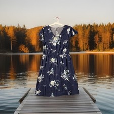 Y2K Gap Dress Womens Large Juniors Floral Cap Sleeves Flowy Boho