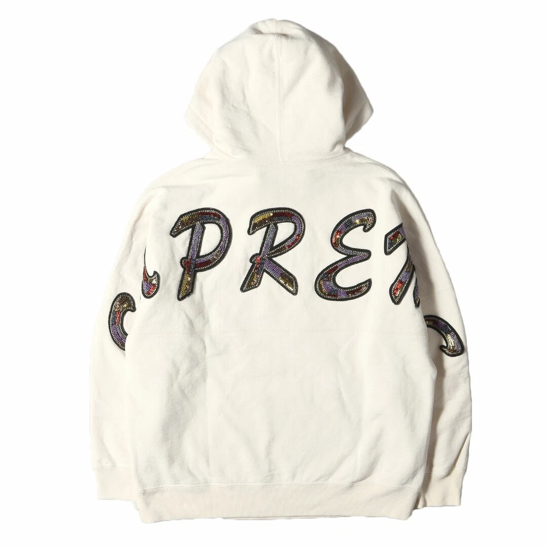 Felpa Supreme con cappuccio taglia: S 22SS felpa con logo e perline (con cappuccio e perline usata BEEG 0
