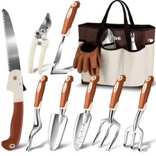 Garden Tool Set,10 Pcs Heavy Duty Gardening Hand Tool Kit for Women Aluminum ...