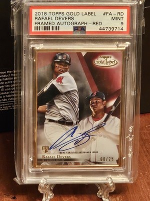 2018 Topps Gold Label - Gold Framed Autographs Rafael Devers #FA-RD Red /25 