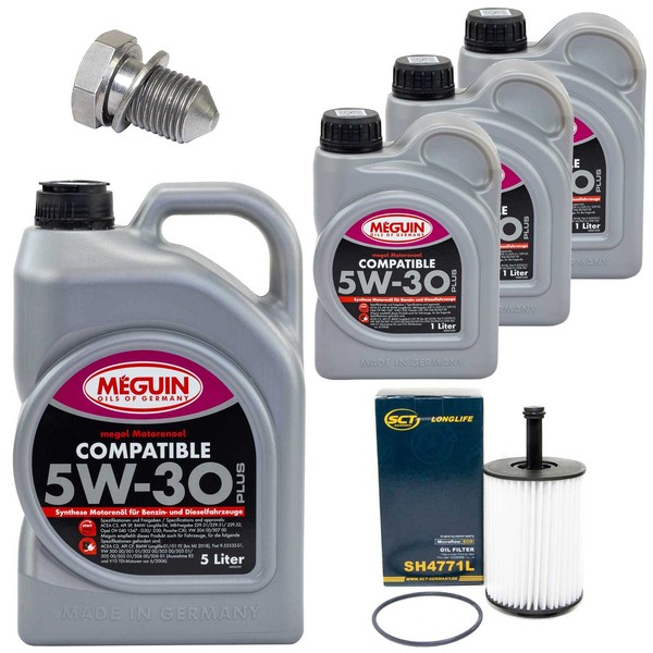 MotoröL Filter Set 5W-30 Plus Meguin 8 Liter + Schraube FüR VW Transporter V 2.5-image