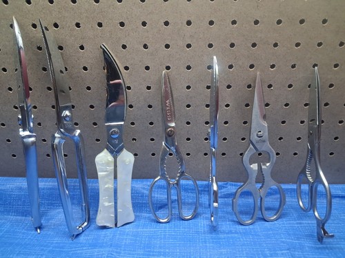 Lot Of 7 Vintage Kitchen Farm Poultry Shears Stainless Steel Scissors Italy