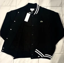 Lacoste Men's Logo Bomber Jacket Black White New