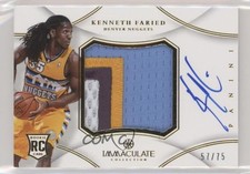 2012-13 Panini Immaculate Premium Signatures 57/75 Kenneth Faried Patch Auto 9ih