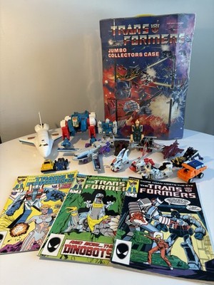 Vintage G1 Transformers Mixed Lot w/ Jumbo Collector s Case & Marvel Comics