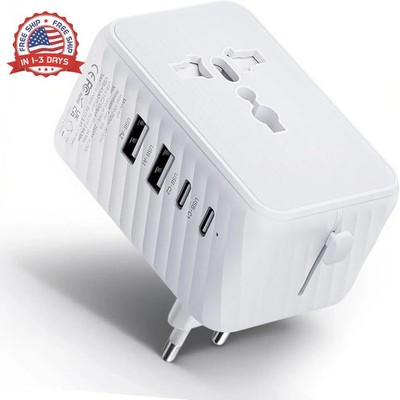 Universal Travel Adapter - Worldwide Power Plug Converter for US, UK, EU, AU wit