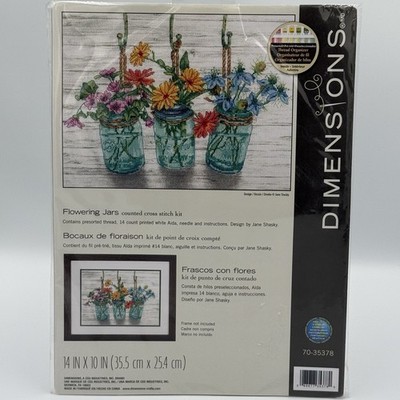 Dimensions Counted Cross Stitch Kit FLOWERING JARS #70-35378 14x10  New