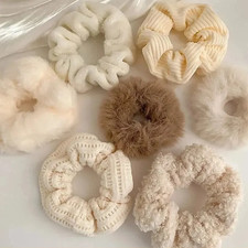 7pcs Plush Hair Scrunchies Set Soft Cotton Blend Ponytail Hair Ties Women