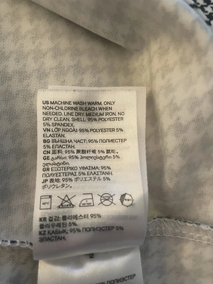 Blusa para mujer H&M pata de gallo negra blanca manga larga talla L Foto 4 de 4