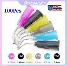 100Pcs Dental Pre Bent Needle Tips Fit Etch Flowable Composite Acid Gel Tip USA