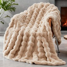 Faux Fur Throw Blanket for Couch, 1000 GSM Cozy Fuzzy Fluffy Soft Plush Thick...