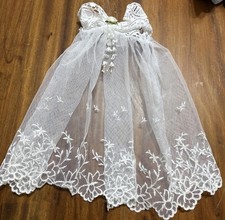 Vintage Baby Veil Baptism Christening Communion Small Child White Lace Comb Bow