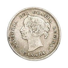 1897 Canada 5c Five Cents Silver Old Tiny Coin Queen Victoria