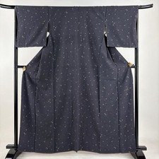 JAPANESE KIMONO FINE PATTERN DARK PURPLE 162.5cm 5 ft 4 in PURE SILK BB4054