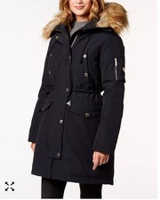 Faux-Fur-Trim Hooded Down Parka
