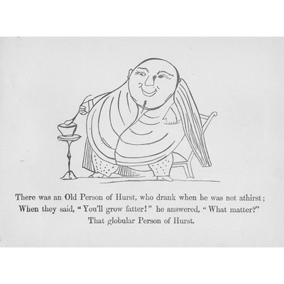 EDWARD LEAR Limerick: There was an Old Person of Hurst - Antique Print 1887