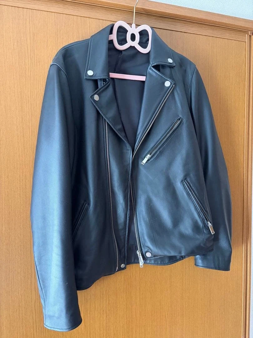 STUDIOUS Double Riders Jacket Black Lamb Leather Size 3 Made in Japan image 2