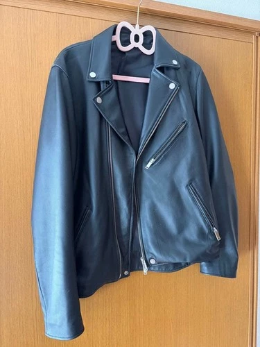 STUDIOUS Double Riders Jacket Black Lamb Leather Size 3 Made in Japan image 2
