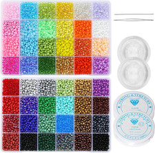 Size 4Mm Glass Seed Beads 48 Colors Total about 6800Pcs,6/0 Small Seed Beads in