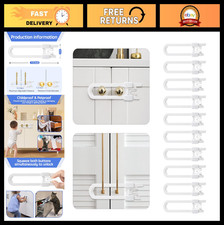 10 Pack Adjustable Baby Sliding Cabinet Locks - Childproof Safety Latches for Ki