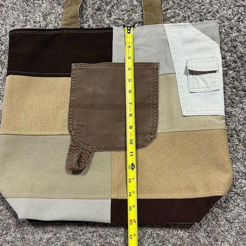 Handmade Bag Patchwork Denim Tote Bag Shoulder Bag Canvas Workwear 13x5.5x16 - Picture 8 of 11