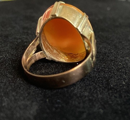 Ladies Yellow Gold 9k 375 English Portrait Cameo Ring 5.5g C11 - Picture 4 of 6