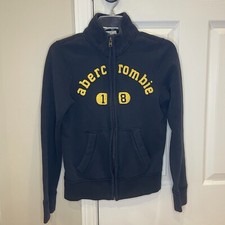 Abercrombie Full Zip Sweatshirt Jacket Boys L Muscle Fit Stand Collar Logo Kids