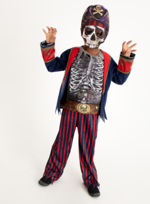 Halloween Boys Ghostly Pirate Skeleton Fancy Dress Dressing up Costume H18