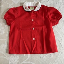 Vintage Girls 4T Peter Pan Collar Red Blouse with Heart Pert Perky Brand
