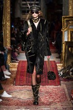 Aw16 $5,395! Moschino Couture Jeremy Scott Faux Fur Gold Chains Blackjacket Coat