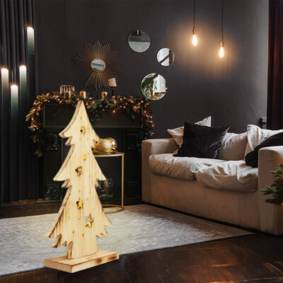 Weihnachtsbaum Weihnachtsdeko Dekoleuchte LED X-MAS Holz Kiefer Innen Außen IP44