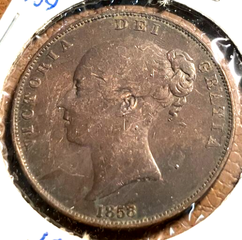 elf Great Britain Penny 1858 Victoria GB14 Overdate 8/3