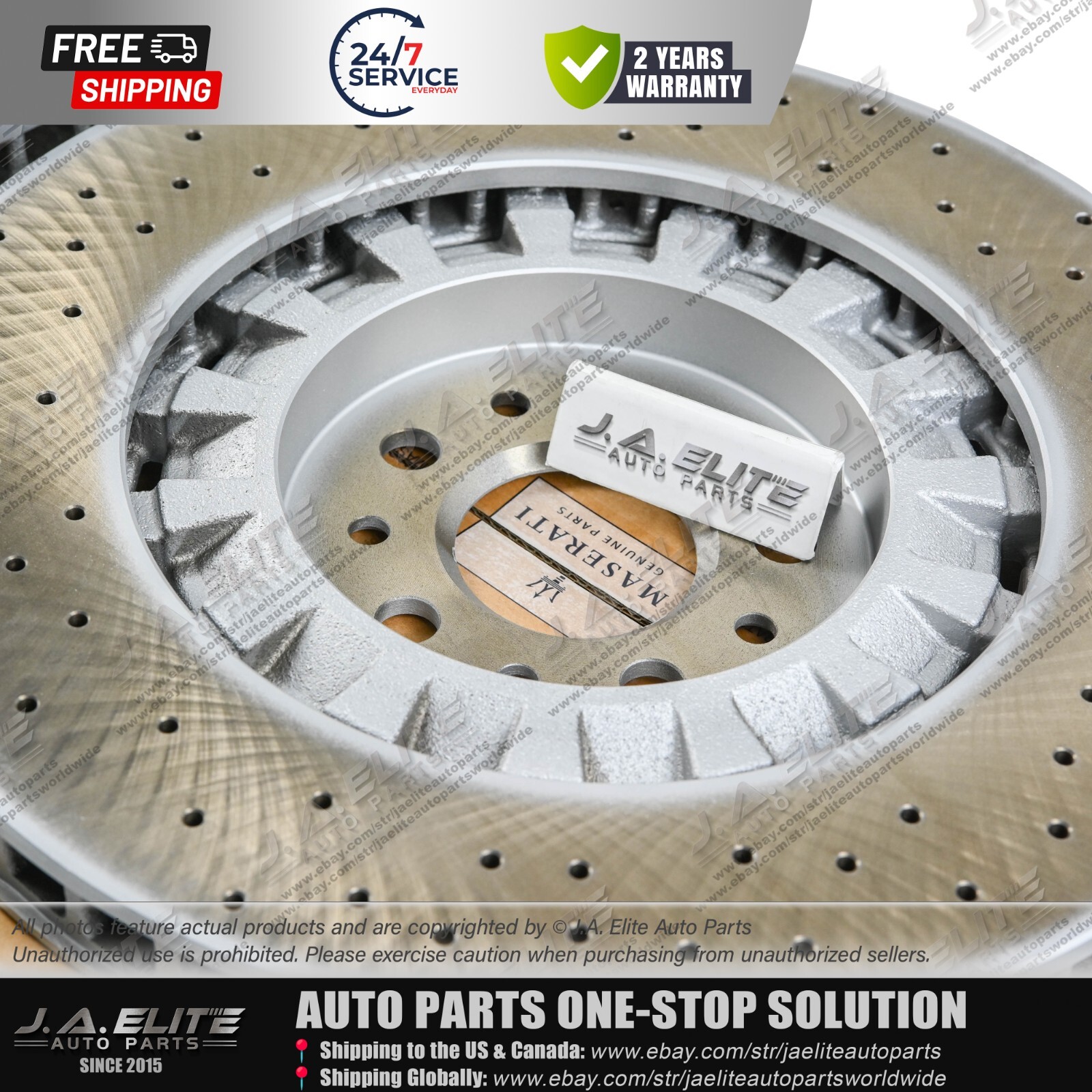 2pcs Front Brake Rotor With Holes fit Maserati Quattroporte GTS 3.8 V8,670030936