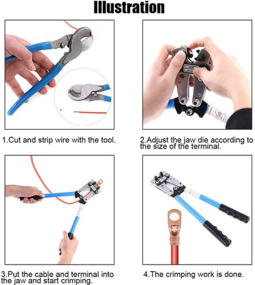 Alicate de terminal crimpadora de terminales de terminales de cable grande 1 pieza herramienta de prensado de terminales de cable 6-50 mm² Foto 4 de 4