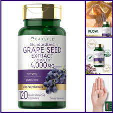 Grape Seed Extract 4,000mg Capsules Standardized Extract 120 Quick Release