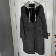 Kendall & Kylie Grey Wool Blend Coat With Detachable Hood