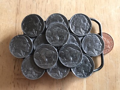 Great American Buckle Five Cents Coins Buckle USA 1988 sehr guter Zustand Serie #332 
