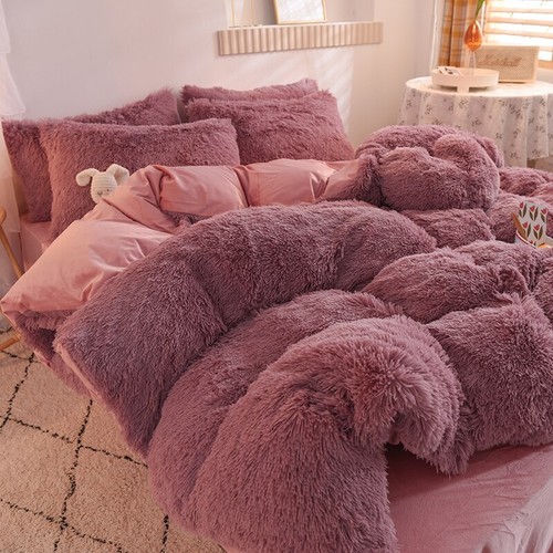 Luxury Velvet Plush Warm Bedding Set Duvet Cover Bed Sheets Pillowcases 4/5pcs - Picture 17 of 27