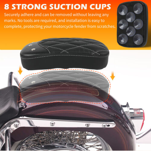 Rear Pillion Passenger Pad Seat 8 Suction Cup For Harley Heritage Softail FLSTC - Picture 6 of 16