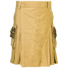 New Scottish Fashion Utility Hybrid Kilts For Men Khaki Kilt 100 