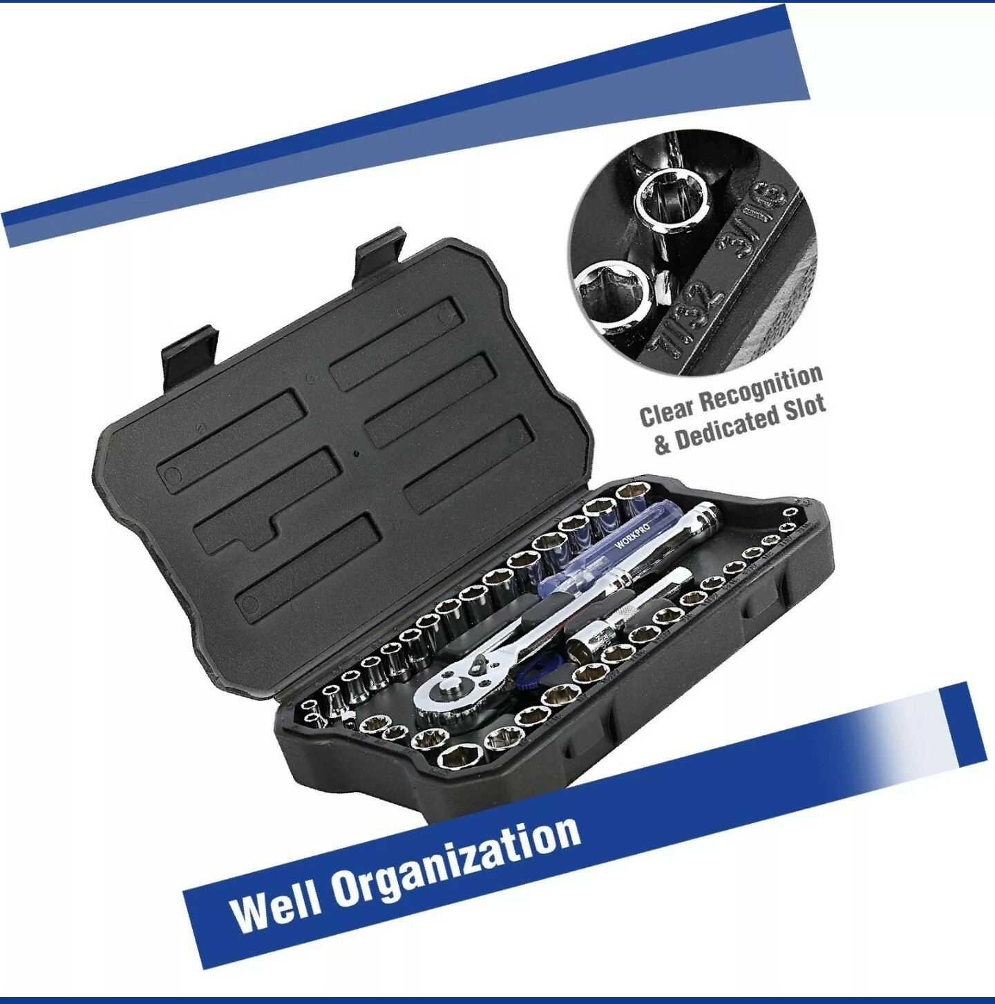 WORKPRO Socket Set, 1/4 Inch & 3/8 Inch Drive Sockets, 3/8-Inch ...